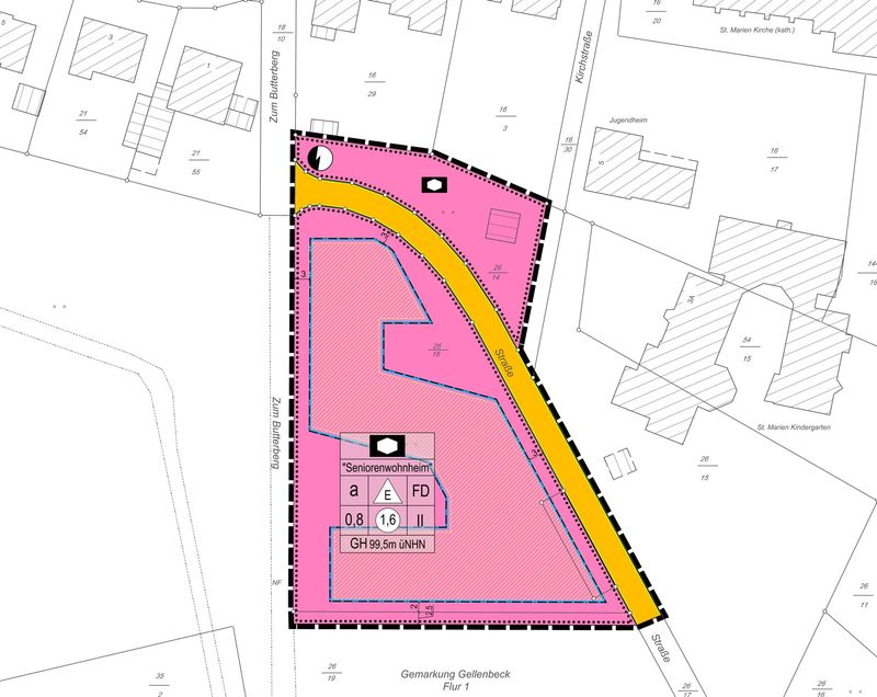 Planzeichnung des Bebauungsplans Am Butterberg in der Gemeinde Hagen